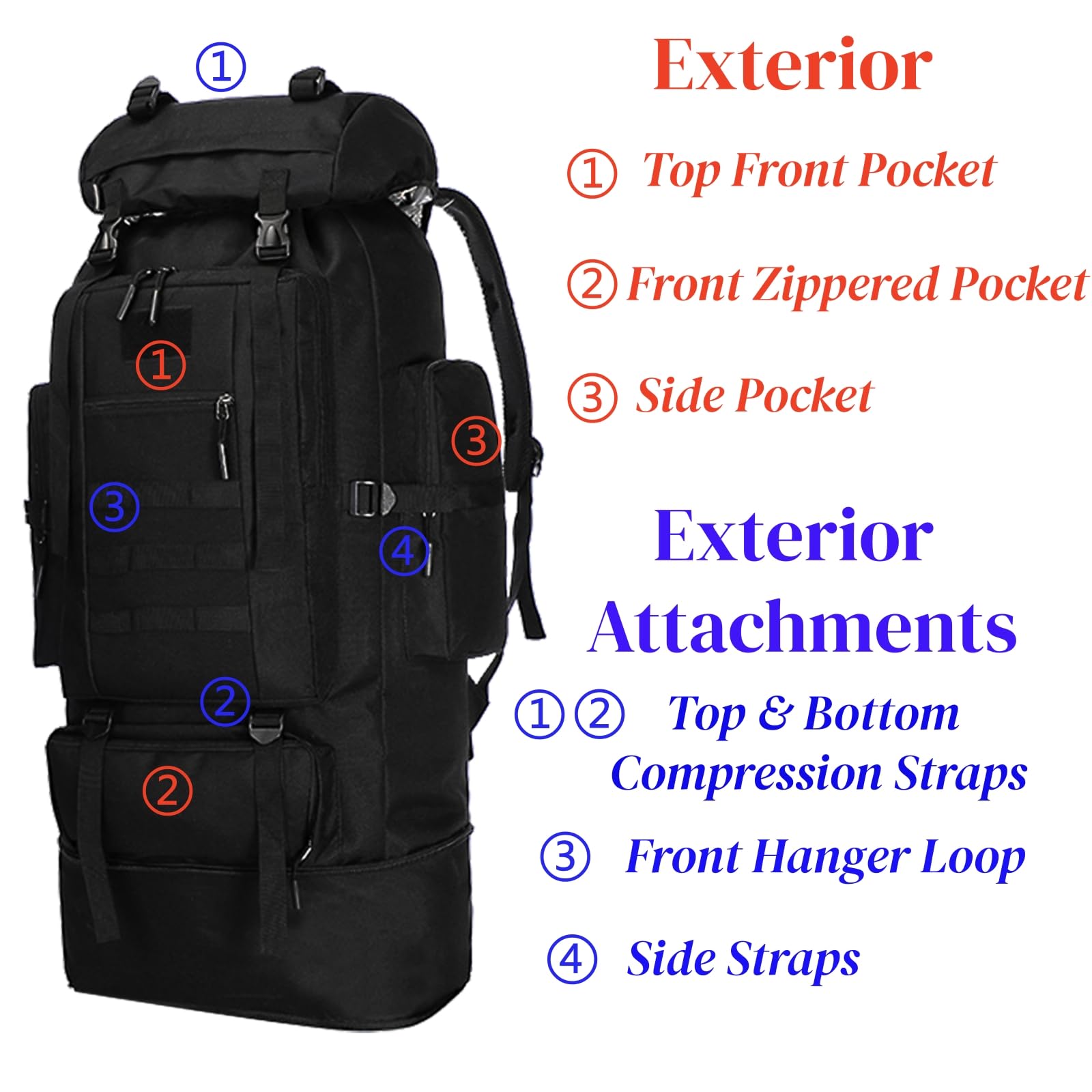 Goaste 100L Camping Hiking Backpack, Molle Military Tactical Rucksack, Waterproof Large Travel