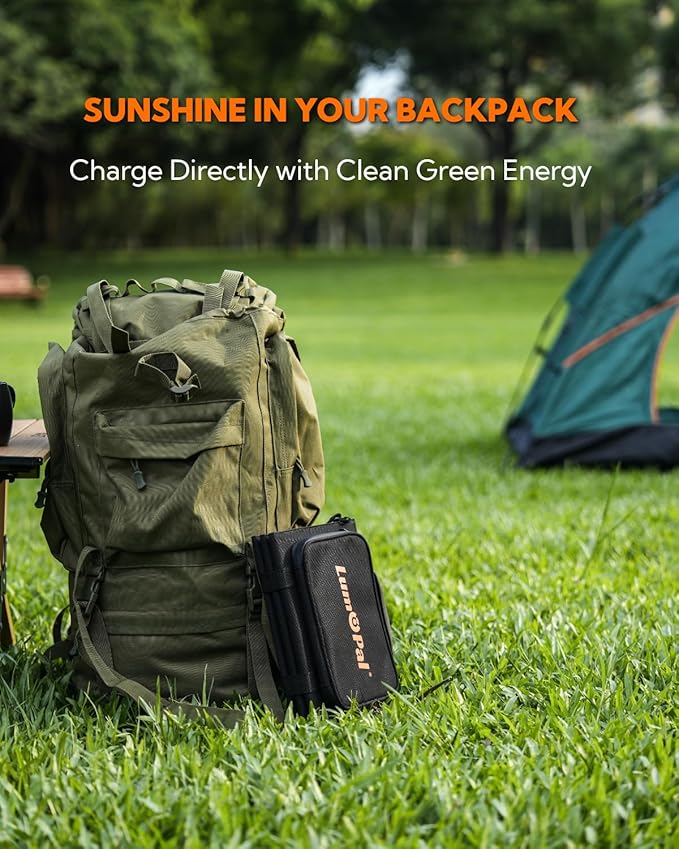 Portable Solar Panel, LUMOPAL 60W Foldable Solar Panels Folding Solar Charger with PD60W USB-C 5V USB-A QC3.0 DC18-20V, IP65 Waterproof for Camping Backpack Compatible with Phone Laptop Power Station