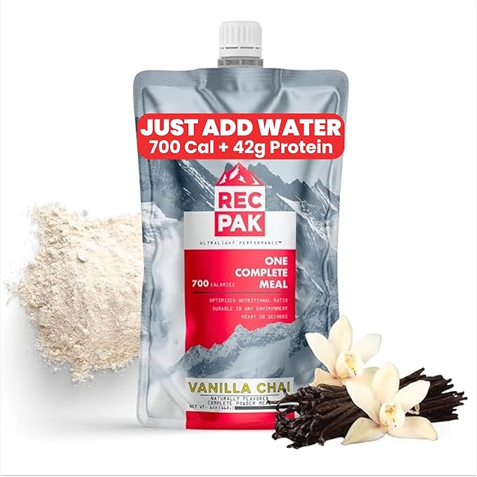 RecPak Performance Ultralight Instant Meals For Your Next Adventure | 700 Cal 42g Protein I Vanilla Chai (6-Pack)