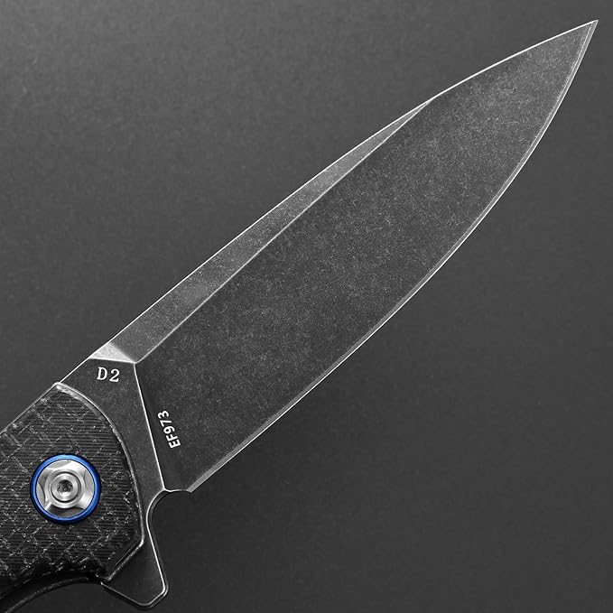 Eafengrow EF973 Folding Knife, D2 Steel Blade Micarta Handle Scale Pocket Knife Folder for Working Camping Hiking EDC Tool Knife(black)