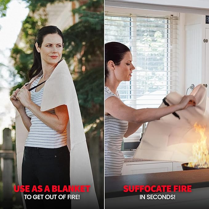Prepared Hero Emergency Fire Suppression Blanket - 2 Pack, 40' x 40' Fiberglass Blanket for Kitchen and Home
