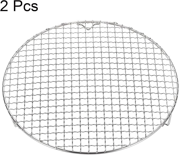 HARFINGTON 2pcs Round Cooking Rack 11.6-inch 201 Stainless Steel Cross Wire Barbecue Grill Net with 20mm Legs for Cooking Baking Steaming BBQ