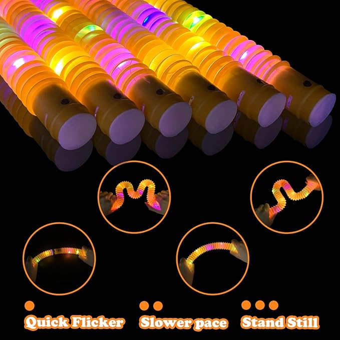 24 PCS Orange Glow Sticks Pop Tubes for Toddlers,Light Up Necklaces Bracelets Accessories for Kids,Halloween Party Favors Supplies Decor,Goodie Bags Boo Basket Stuffers Classroom Prizes for Boy