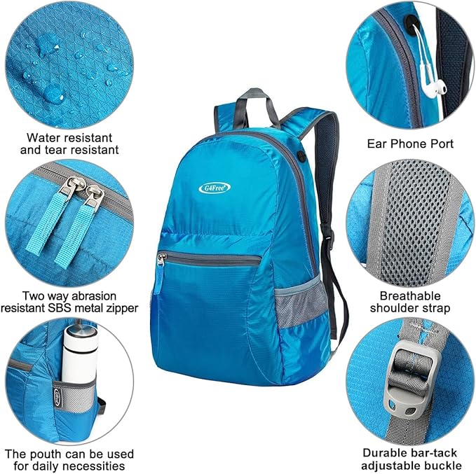 G4Free 20L Lightweight Packable Backpack Travel Hiking Daypack Foldable Backpack for Men Women