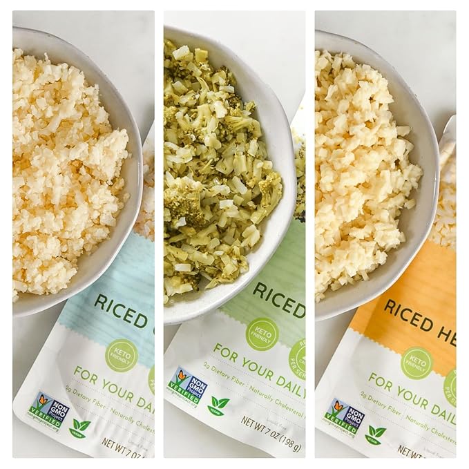 POSHI Riced Vegetables Variety Pack | Ready to Eat, All Natural, Non GMO, Low Calorie + Carb, Gluten Free, Vegetable Rice, Fully Cooked, Meals, On The Go, Plant-Based, Healthy, Veggies (7oz, 6 Pack)