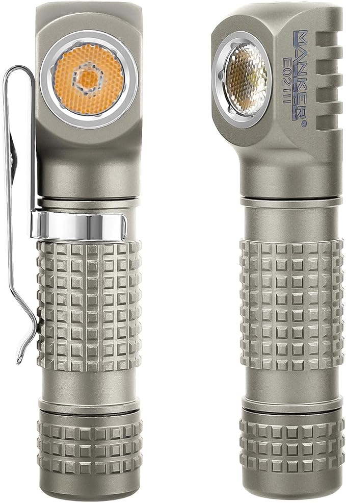 Manker E02 III EDC Flashlight - 400 Lumens, Rechargeable 10440/AAA, Magnetic Base, IP68 Waterproof, Clip-on Work Light for Camping, Hiking & Emergency (Titanium - Bead Blasted, 4000K High CRI 90+)