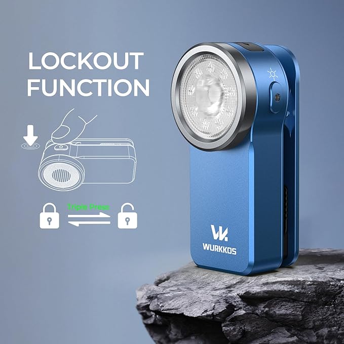 Wurkkos HD03 Rechargeable Flashlights EDC Clip-on Light, Bright 680 Lumens Pocket Flashlight, Combines Spotlight/Floodlight/RGB Light, Magnetic, IPX6 Waterproof for Cycling, Repairing (Dark Blue)