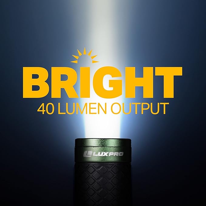 LUXPRO 40 Lumen Keychain Focus Mini LED Flashlight - Features Aircraft-Grade Aluminum and Rubber Grip - Gift for Kids with a Matching Carabiner Clip - Batteries Included - 4 Pack