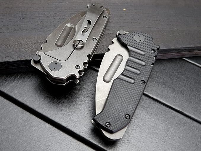 Gtk137 Folding Knife D2 Steel Blade G10 &Steel Handle EDC Tool Knife for Outdoor Camping(G10&Steel)