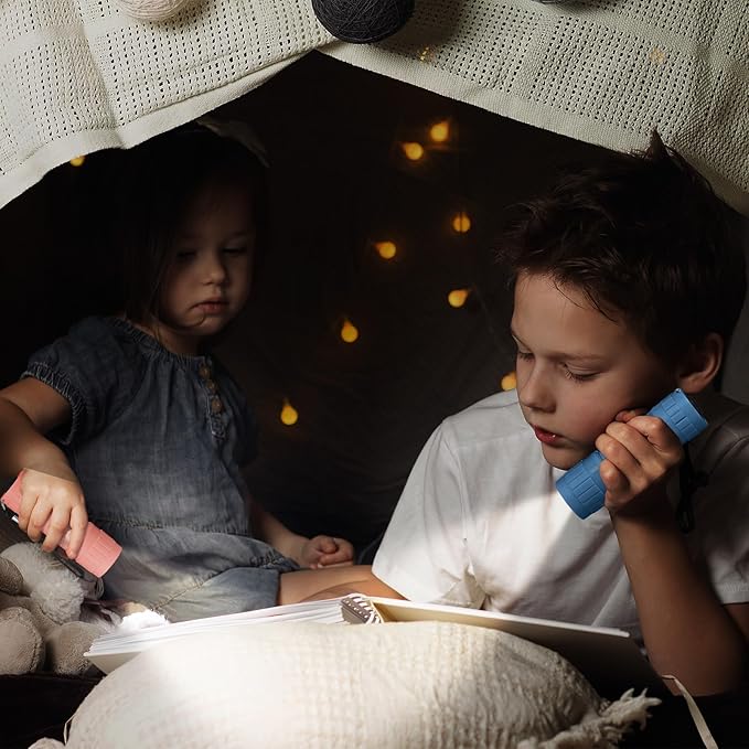 18 Pack 9 LED Small Mini Flashlight Set Plastic Handheld Flashlights with Lanyard, 3 AAA Batteries Included for Kids Night Reading Camping Emergency Hunting, 6 Color (Muted Color)