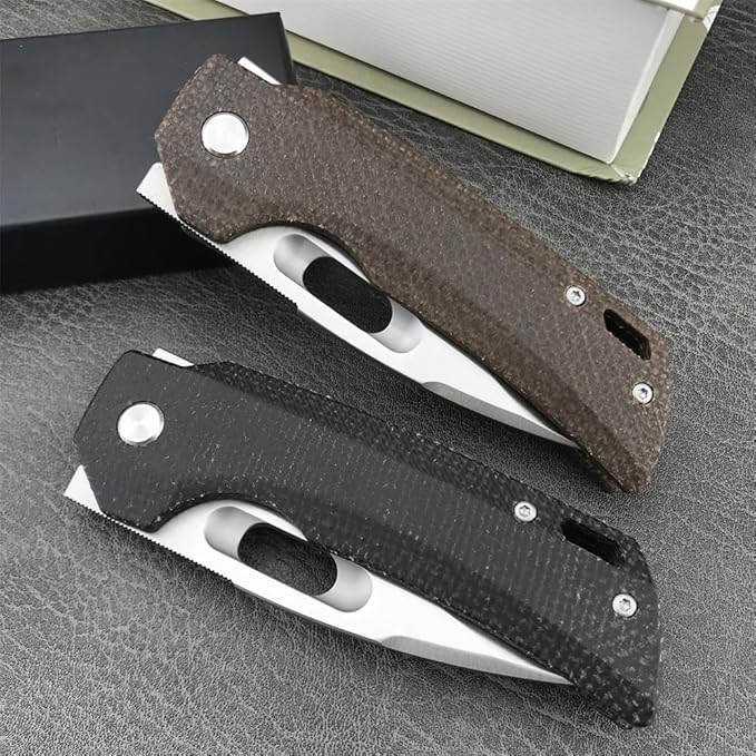 Generic GC002 Pocket Folding Knife, 7.0in 8Cr13Mov Blade Flax Handle Utiltiy Knife with Carry Belt Clip for Camping Hikking, Edc Assisted Opening Knife for Man Woman (Black)