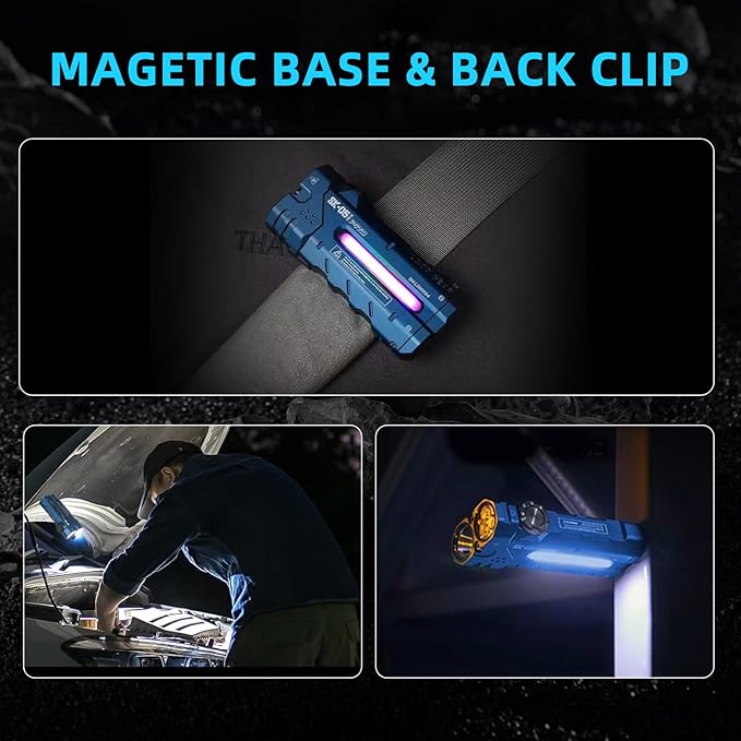 SK05PRO 4360 Lumens Flat EDC Flashlight, 8000mAh Rechargable Flash Light Combines Floodlight Spotlight and Sidelight Idea for Emergency Camping - IP68 with Magnetic and Back Clip