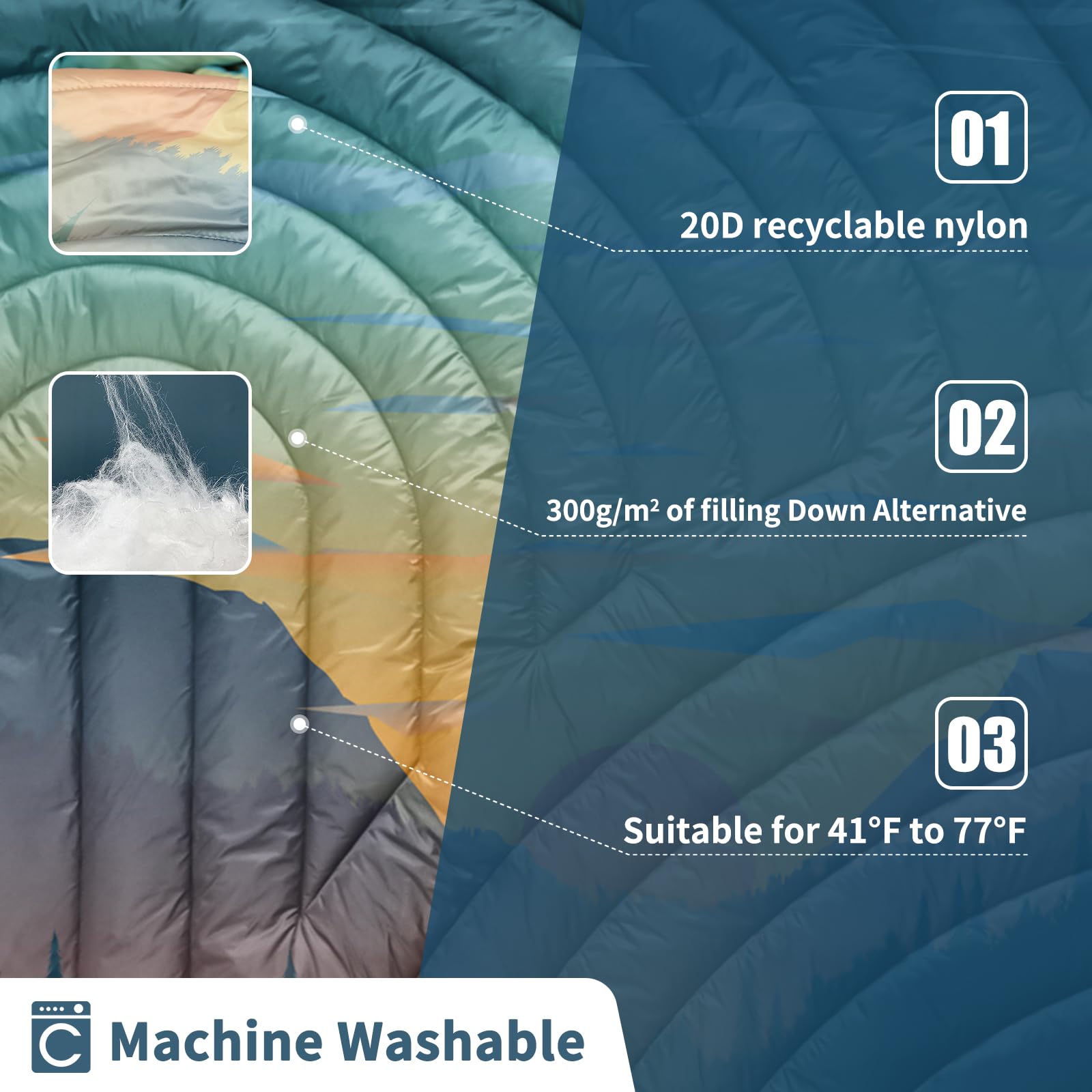 Puffy Camping Blanket,Mini Camp Blanket Outdoor Camping Quilt Waterproof