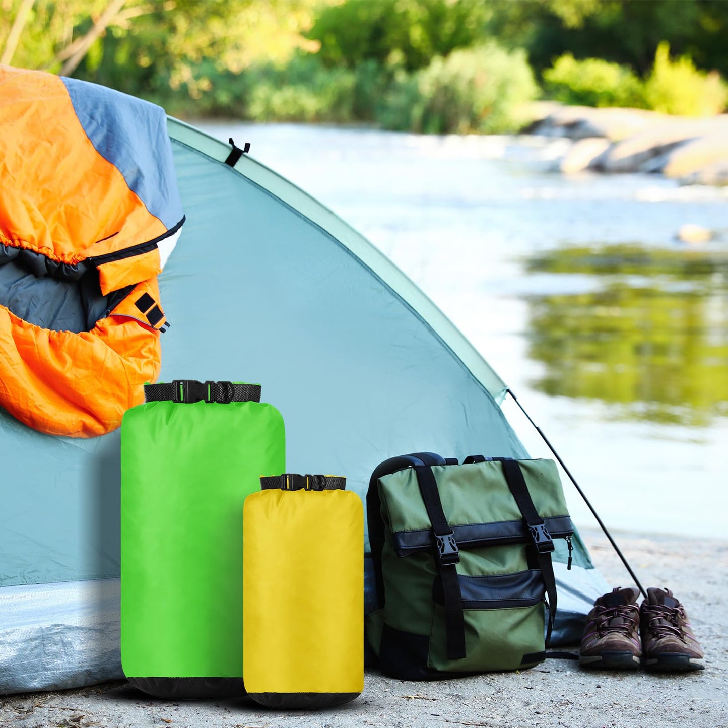 GliCraft 6 Pcs Waterproof Dry Bag Set for Kayaking & Camping,Bright