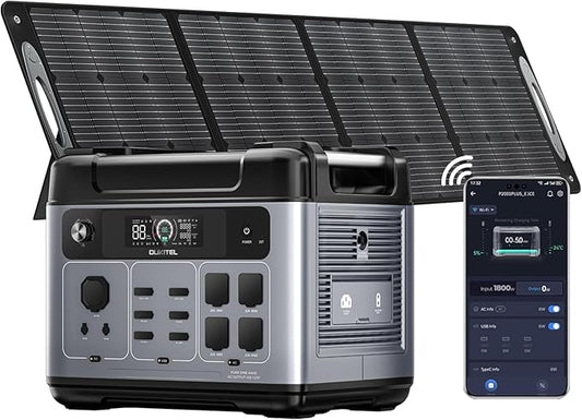 OUKITEL P2001 PLUS 2400W Solar Generator with 400W Panel, 2048Wh Power Station 1800W Fast Charging Power Station APP Control Emergency LiFePO4 Battery for Home Backup Camping RVs