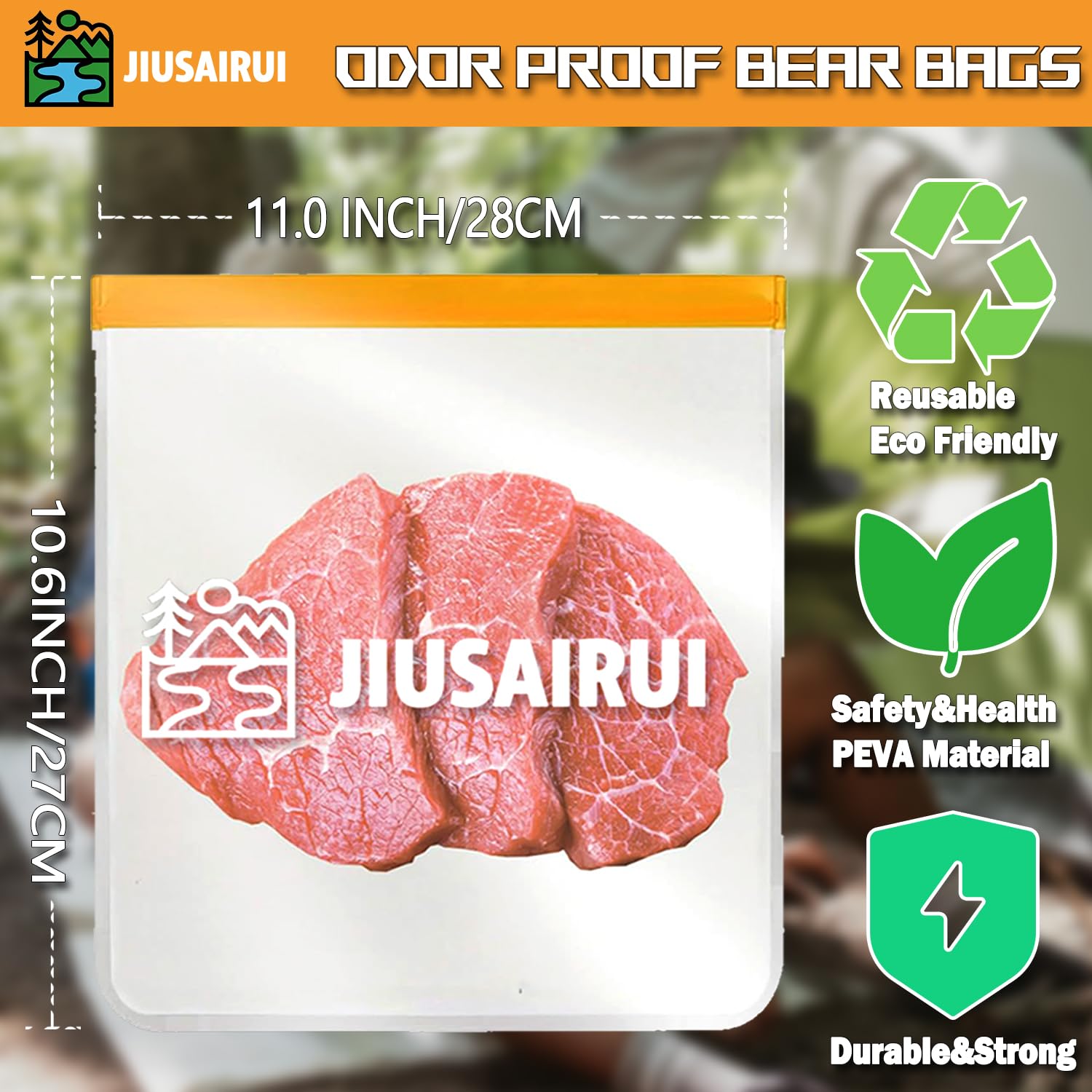 JIUSAIRUI Odor Proof Bear Bags for Food Backpacking: 5Pack Reusable Bear Proof Food Storage