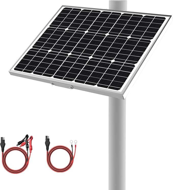 12V Waterproof Solar Battery Trickle Charger & Maintainer - 30 Watts Mono Solar Panel Built-in UltraSmart MPPT Charge Controller + Adjustable Mount Brackets for Pole Dia 1.5-3.0inch/40-80mm
