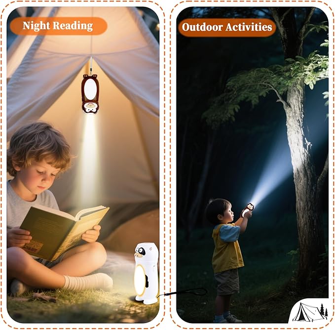 KunHe 4 Pack Animal Flashlights for Kids 2 in 1 Toddler Flashlight Camping Lantern Flashlights Camping Essentials for Kids Toddlers Lantern Cute Flashlight Christmas Gift for Girls Boys
