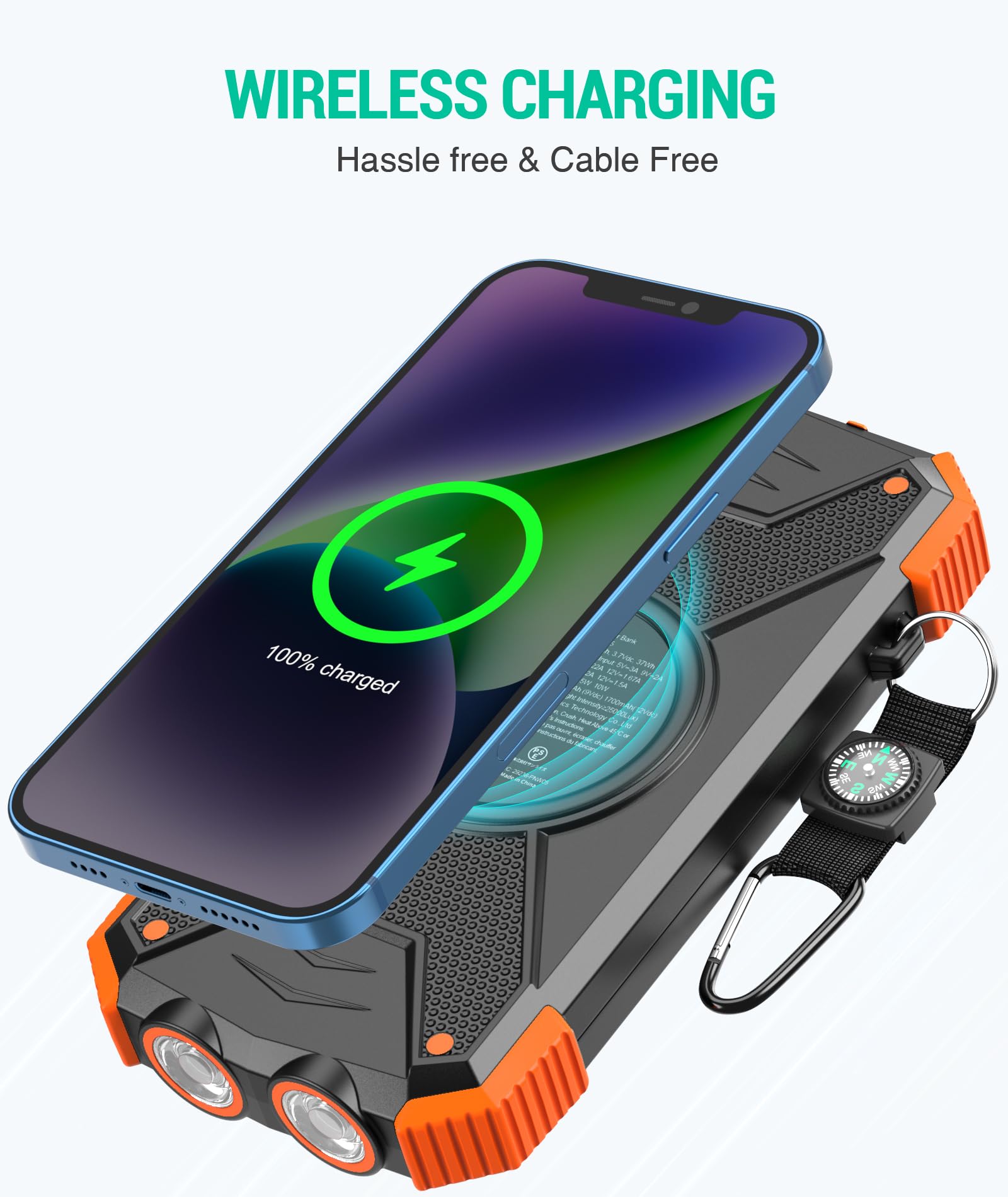 BLAVOR Solar Power Bank 10,000mAh, Portable Wireless Charger, 20W Fast Charging External Battery
