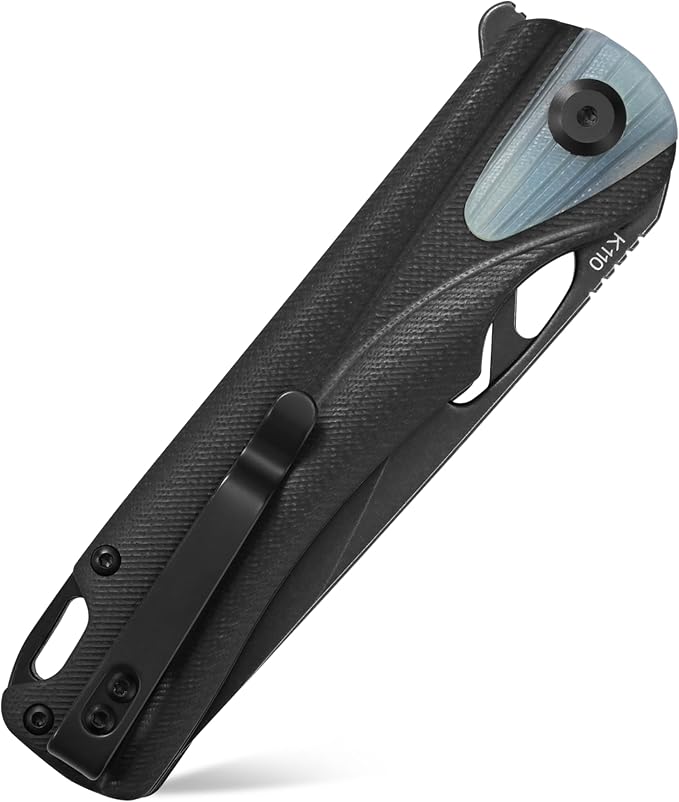 Sitivien ST165 Folding Knife,K110 Steel Blade with G10 Handle EDC Tool Knife Pocket Knife for Outdoor Camping,Hiking,Fishing(Black)
