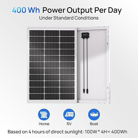 ECO-WORTHY 400W Solar Panels 4pcs 100 Watt 18V Monocrystalline Solar Panel Module for Off Grid PV Power for Home, Camping, Boat, Shed Farm, RV,12V Battery,2-Pack 2 * 100W