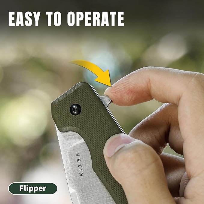 Kizer Nice Guy Pocket Folding Knife, 2.84??D2 Steel Blade knives, G10 Handle Small EDC Knife, Liner Lock Flipper Knife for Men Women, Sharp Camping Hiking Hunting Survival Knife V3011M2