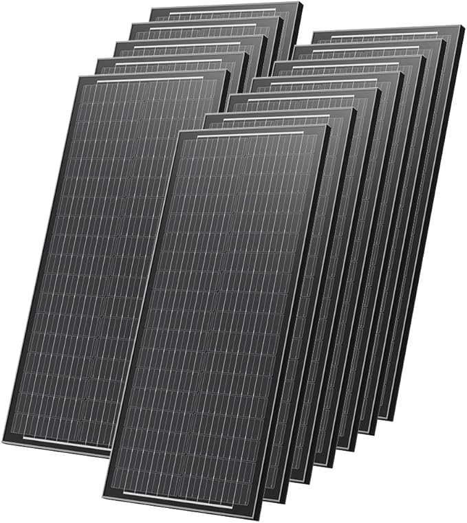 1200 Watt Solar Panels, 12Pcs 100W Monocrystalline 25% High-Efficiency 12V/24V Solar Panel for RV Camping Boat Home Farm Marine Battery and Other Off-Grid Applications (12 Pack 100W, Black)