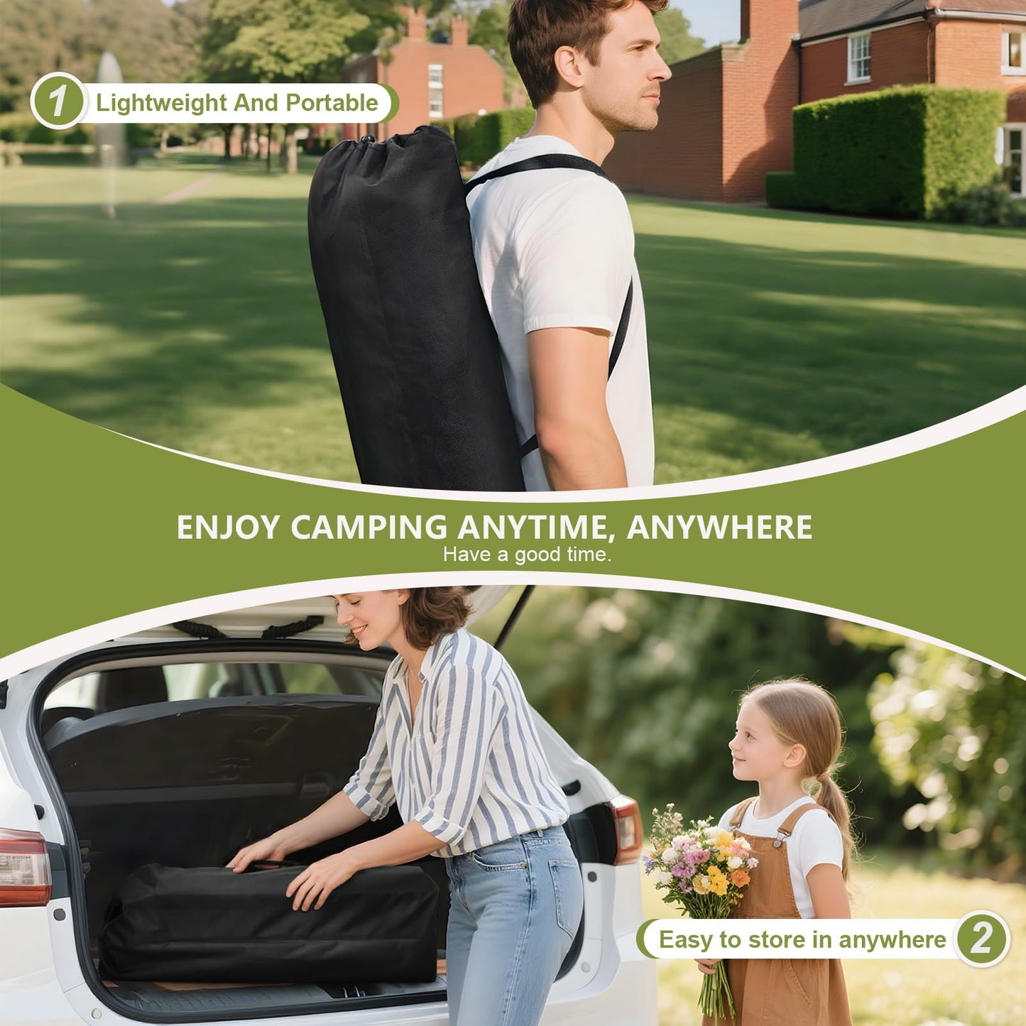 Hsundries 4FT Folding Camping Table,Portable Roll-up Picnic Table with Carry Bag & Mesh