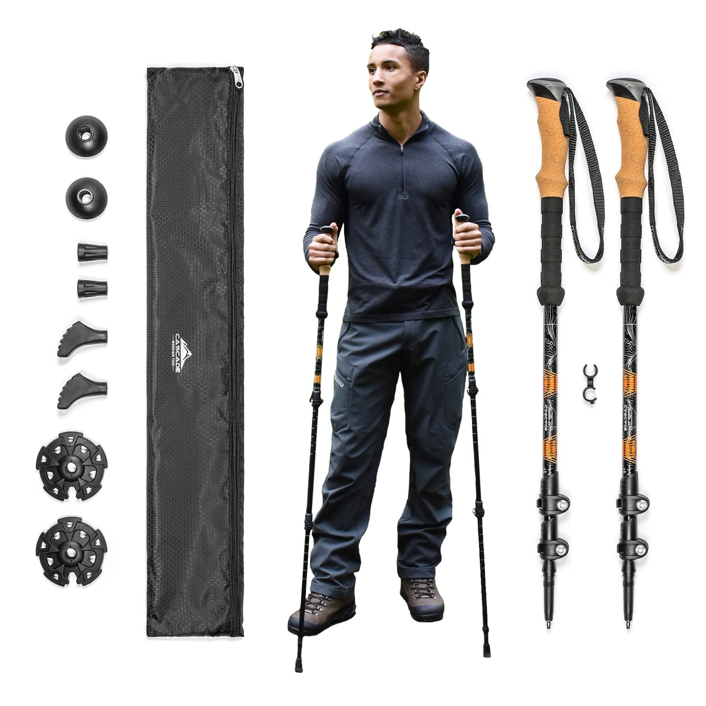 Cascade Mountain Tech Trekking Poles, Shaft Material: Aircraft- grade 6061 Aluminum with Adjustable