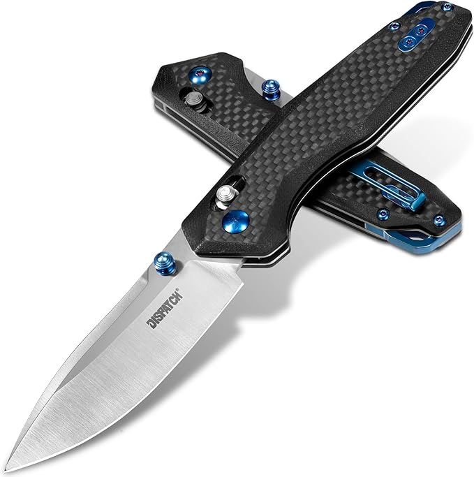 Dispatch Axis Lock Folding Pocket Knife with Clip, 3.27" D2 Steel Blade and Carbon Fiber Handle, Camping Folding Knives for Men Women Hiking Survival Pocketknife
