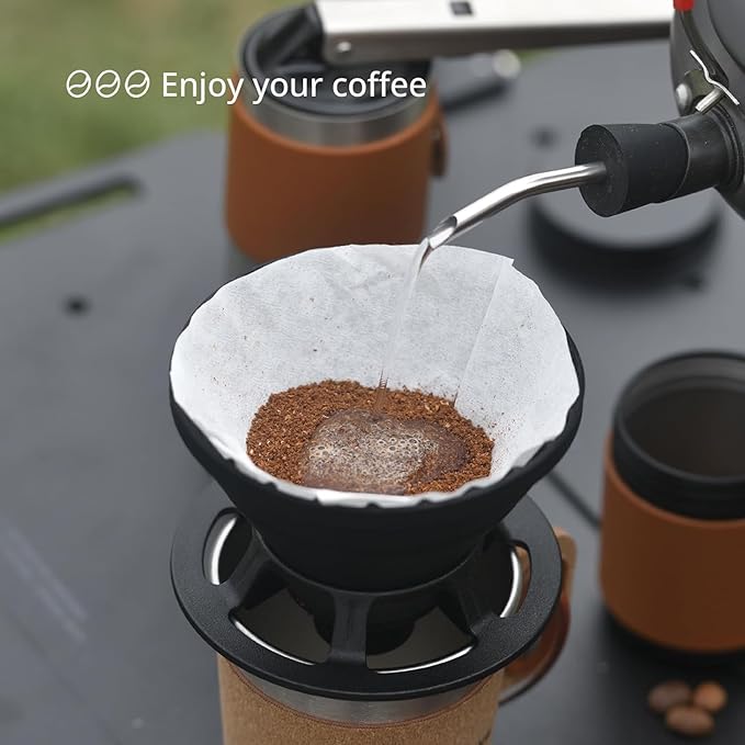 Collapsible Pour Over Coffee Dripper, Silicone Reusable Pour Over Coffee Maker for Camping, Travel, Home&Office, Single Clever Coffee Dripper With 100 V60 Filter Paper #01(1-2 Cup)