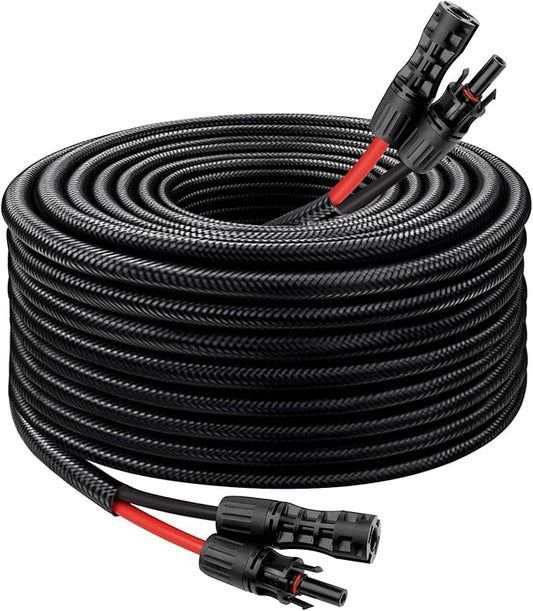 Solar Panel Extension Cable - 8AWG 30FT Solar Wire with Female & Male Waterproof Connector Flame Retardant Protective Sleeving PV Wire for RV, Photovoltaic Systems, Home, Boat, Solar Panels, Car