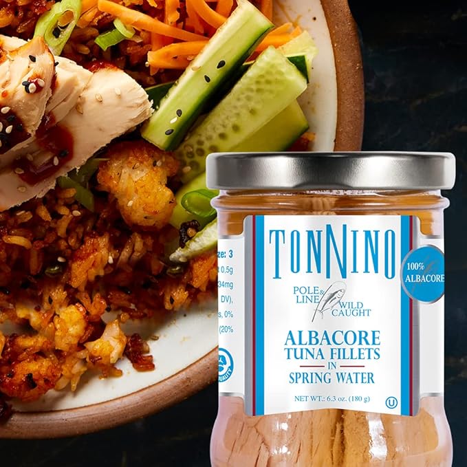 Tonnino Tuna Fish Albacore - Spring Water ??Pack of 6 ??Alternative to Salmon ??Protein Snacks ??Ready to Eat Meals