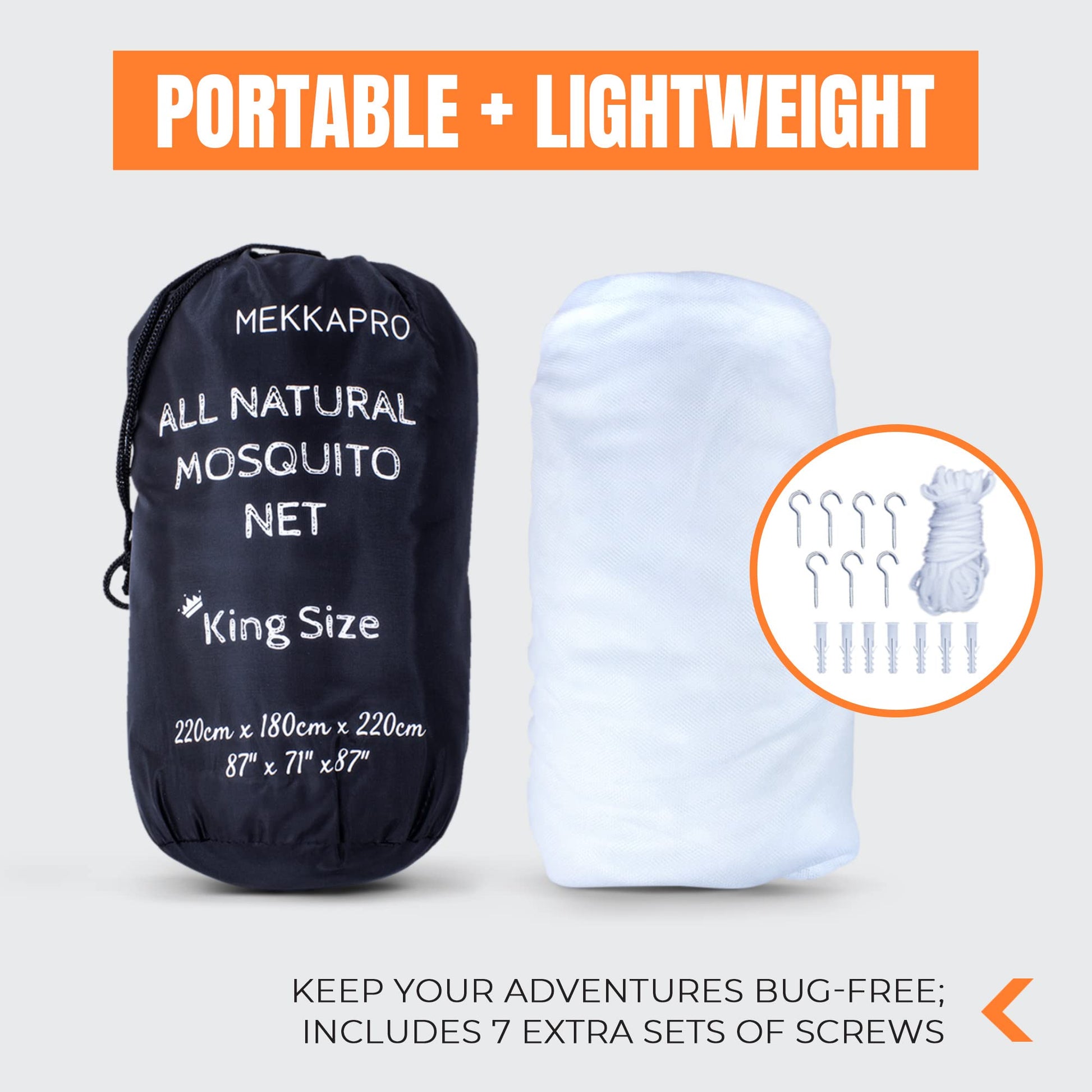 MEKKAPRO Ultra Large Mosquito Net with Carry Bag, Large 2 Openings Netting Curtains | Camping
