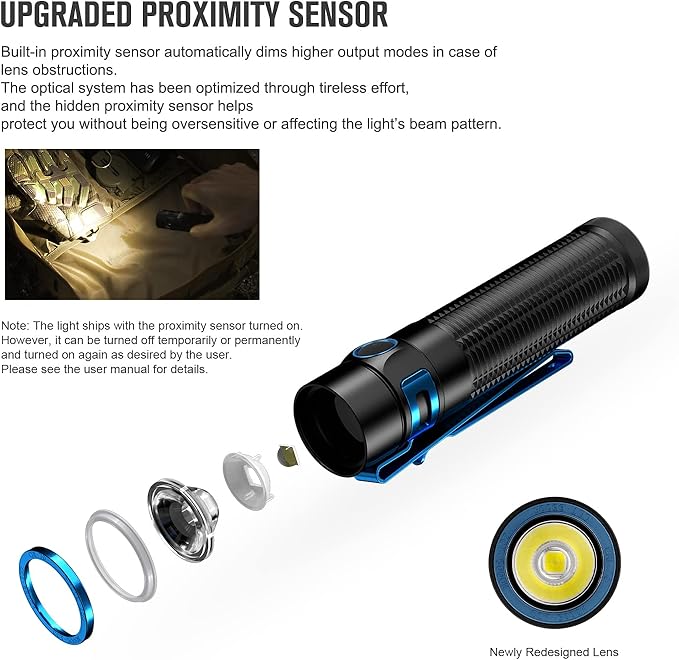 OLIGHT Baton3 Pro Max 2500 Lumens Rechargeable Compact EDC Light with Safety Proximity Sensor, LED High Lumens Pocket Flashlight for Camping, Hiking, Emergency (Neutral White Light: 4000~5000K)