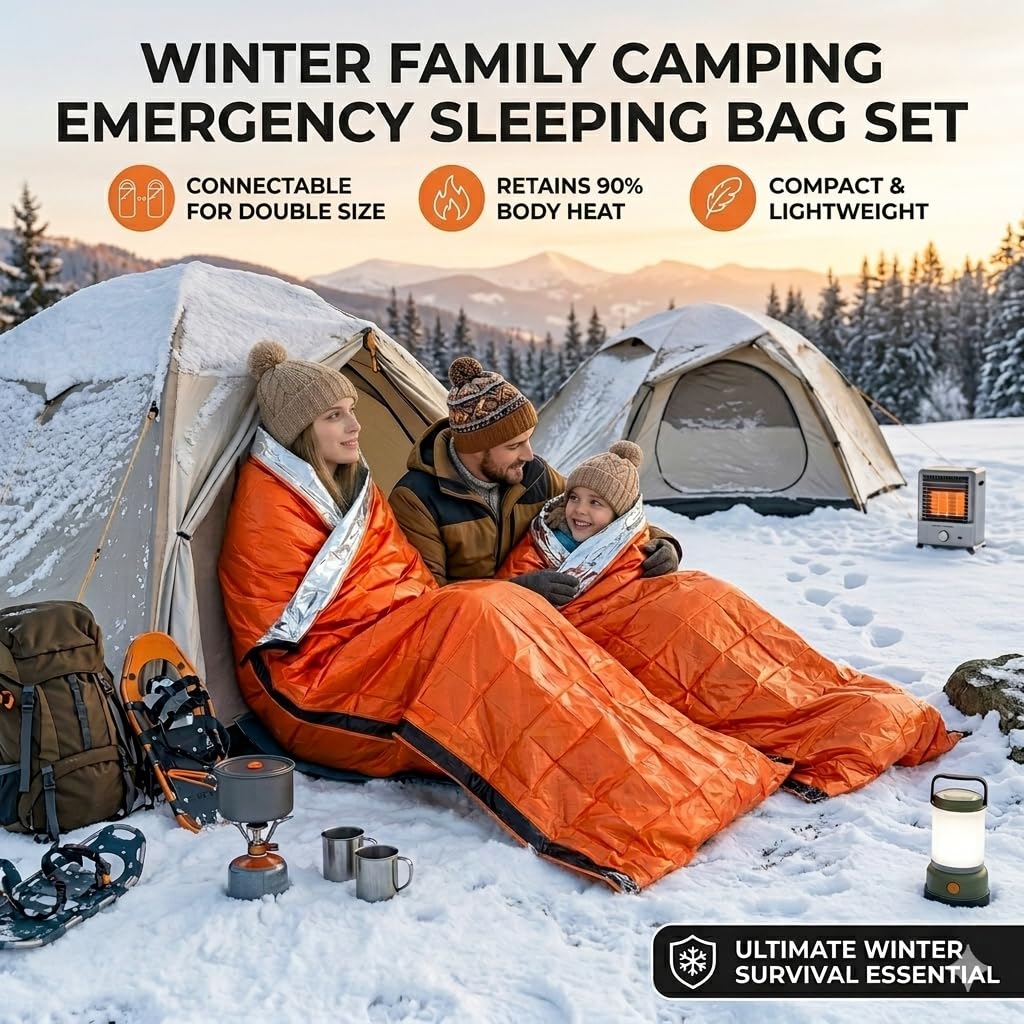 Thermal Emergency Sleeping Bag for Survival: Reflects 90% of Body Heat