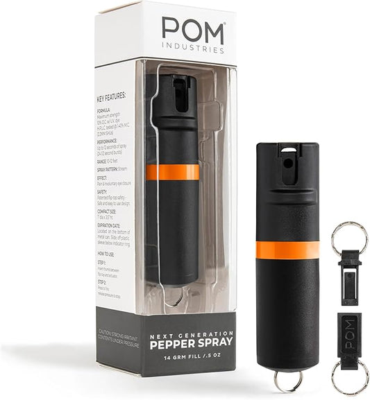 POM Pepper Spray Keychain, Quick Key Release for Instant Access, Flip Top Safety, Maximum Strength