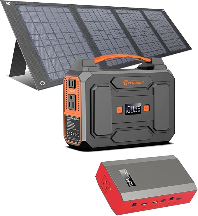 100W Portable Solar Power Station with Foldable 40W Solar Panel, 65W 110V Portable Power Bank with AC Outlet for Home Outdoor Adventure Use