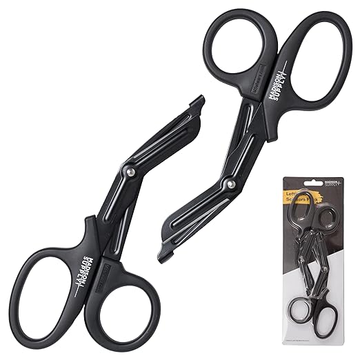 Madison Supply Medical Scissors, EMT and Trauma Shears - 7.5-Inch Bandage Scissors, Stainless Steel Medical Shears - Fluoride-Coated Blades for First Responders, Nurses, and Doctors (2 Pack, Black)
