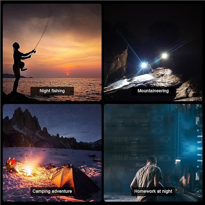Super Bright LED Headlamp Rechargeable Spotlight Headlight for Adults, 3 Lighting Modes high Lumen Searchlight for Working Outdoor Hunting Camping Fishing