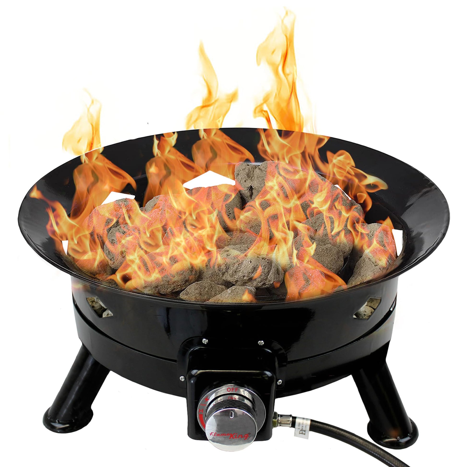 Flame King Smokeless Propane Fire Pit, 24-inch Portable Firebowl, 58K BTU with Self Igniter, Cover
