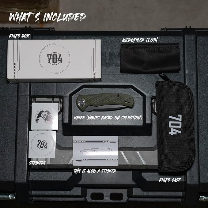 704 Gear Wildcat Lite EDC Folding Pocket Knife | Compact Size D2 Wharncliffe Blade with Thumbhole Cutout | Olive Drab Green