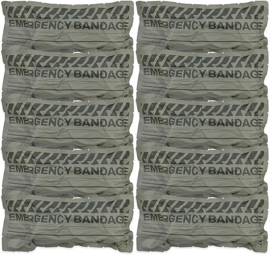 RHINO RESCUE 6" Emergency Compression Bandage Strile Trauma Wound Dressing Israeli First Aid Kit IFAK, 10 Count