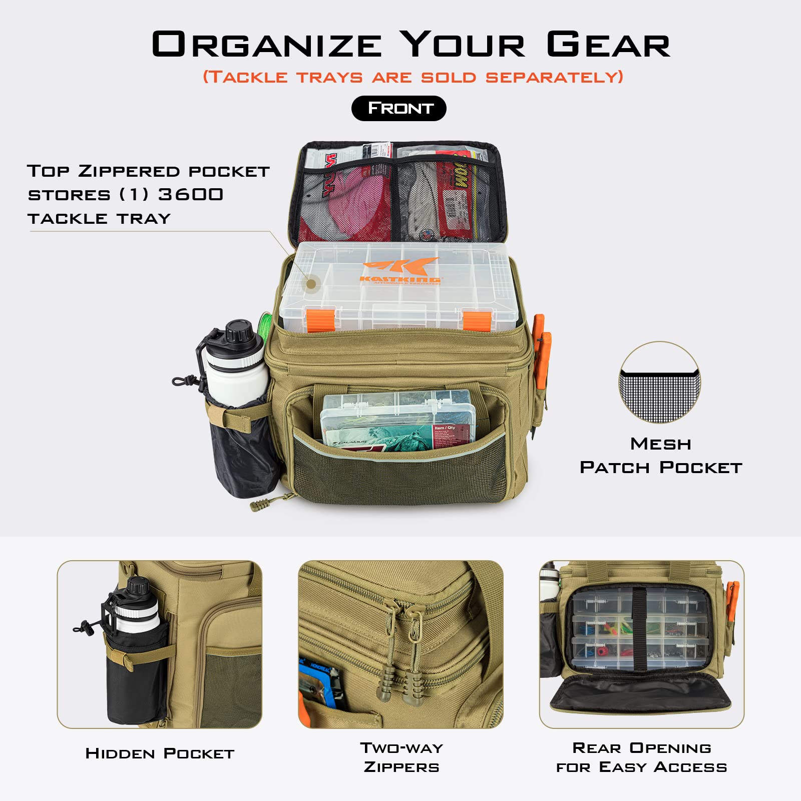 KastKing KarryAll Fishing Tackle Bag, Saltwater & Freshwater Gear Storage
