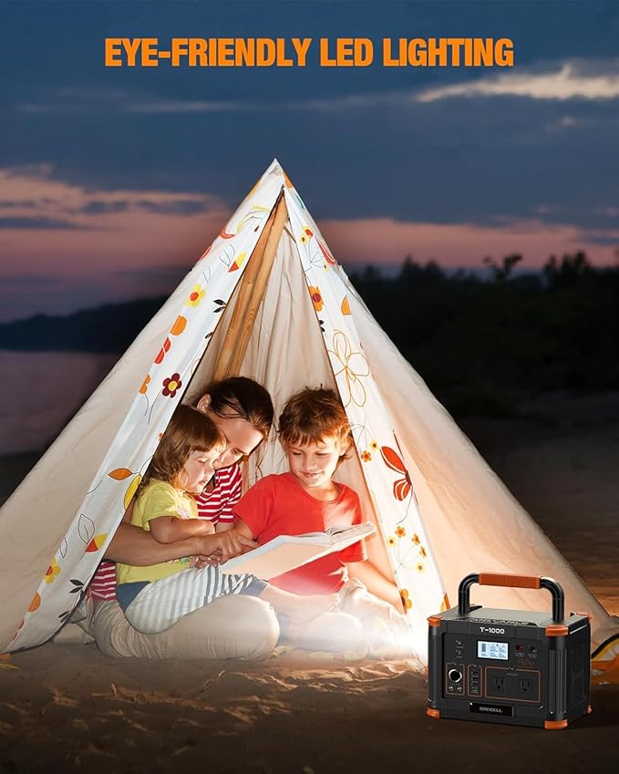 GRECELL 999Wh Solar Generator 1000W with Solar Panel 200W, 1000W Solar Generator with Panels