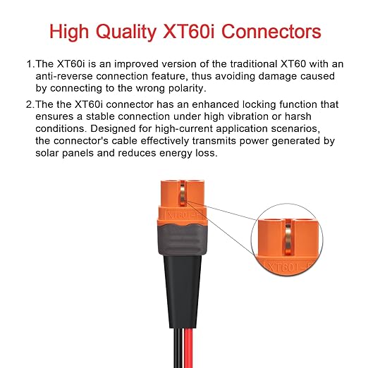 10AWG XT60i to SAE Adapter Extension Cable with SAE Polarity Reverse Adapter for Portable Power Station Solar Panel Solar Generator(2FT)