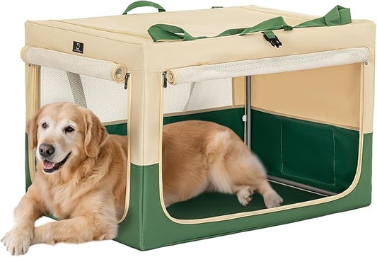 A4Pet Soft Sided Dog Crate - 40 Inch with Adjustable Stainless Steel Frame, Lightweight, Durable and Portable, Collapsible Dog Kennel with 3-Door