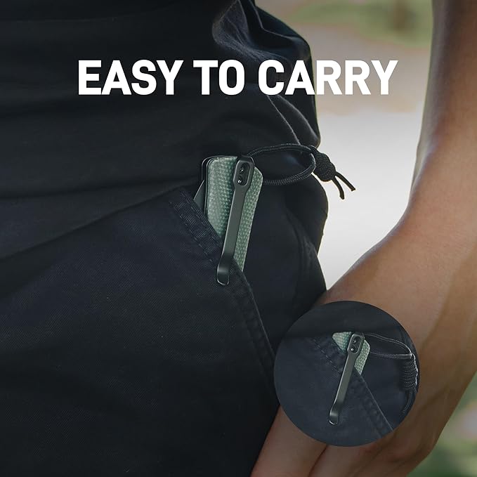 CJRB Glacier Pocket Knife, 3.54'' AR-RPM9 Steel Blade EDC Knife with Micarta Handle for Men Women Camping Hiking Survival(1961 Green)