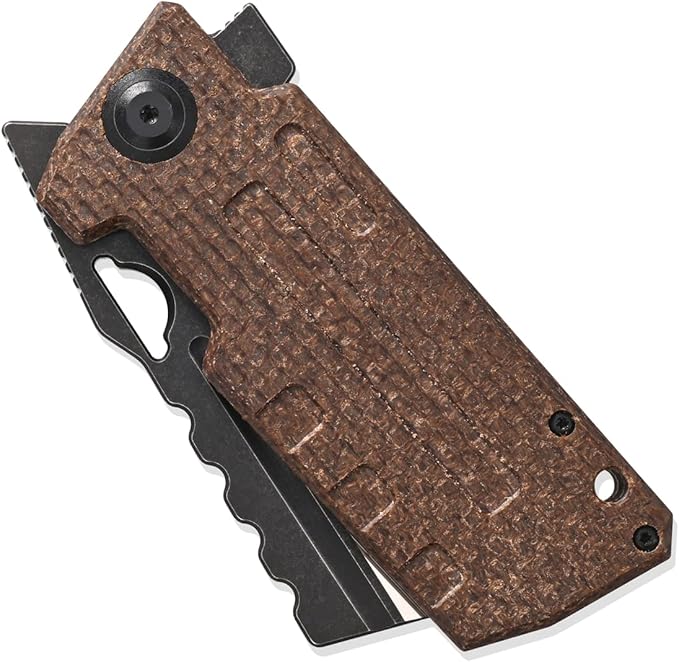 Sitivien ST155 Folding Knife,Sandvik 14C28N Steel Blade,Micarta Handle EDC Tool Knife Pocket Knife for Fishing,Camping,Hiking(Brown) …