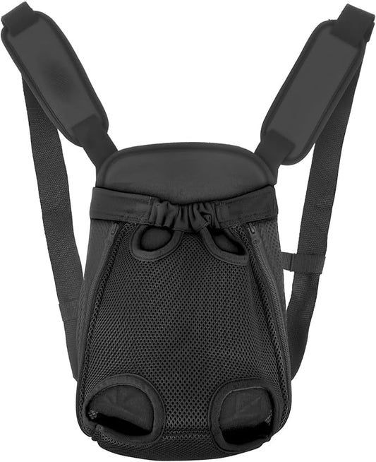 Inspack Dog Backpack Carrier/Cat Carrier, Adjustable Pet Front Carriers Travel Bag for Puppy Medium Dogs, Legs Out, Soft Ventilated Dog Chest Carry Backpacks for Hiking/Camping, 4-7 lbs, Black